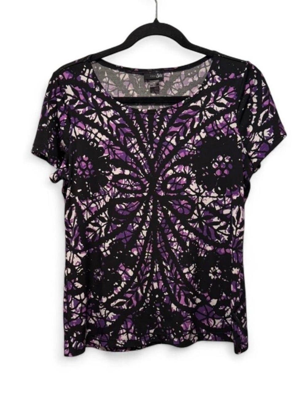 East 5th Black, Purple & Cream Short-Sleeve Patterned Tee